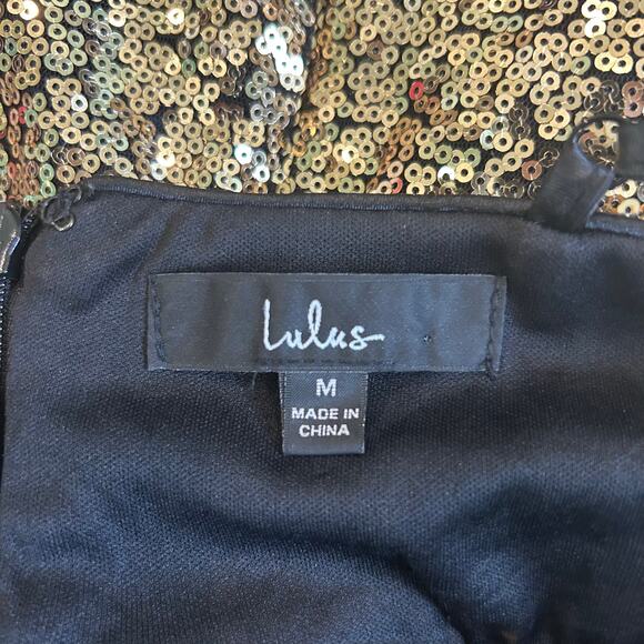 NWT Lulus Lustrous and Luxe Gold Sequin Cutout Bodycon Mini Dress Glam Party M - Picture 6 of 8